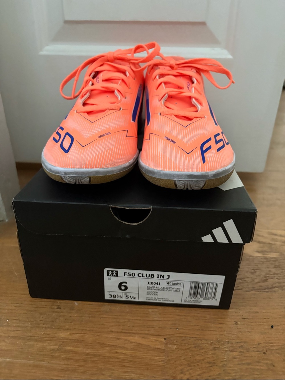 EUC Adidas F50 Club Kids Indoor Soccer Shoes - Bright Orange